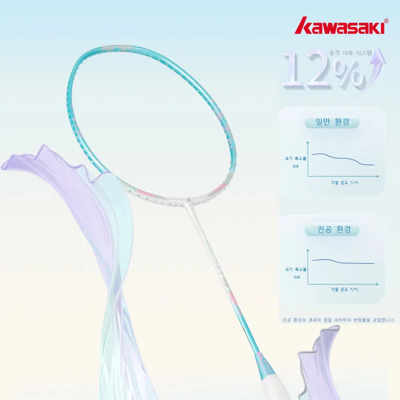 Kawasaki PORCELAIN-Raquete de Badminton Feminina para Jogadores, Q5, Eixo Super Slim, Fibra De Carbono, 5U