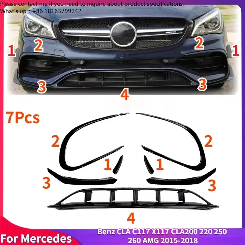 

Front Bumper Lip Spoiler Splitter Air Vent Fog Lamp Grille For Mercedes Benz CLA C117 X117 CLA200 220 250 260 2015-2018
