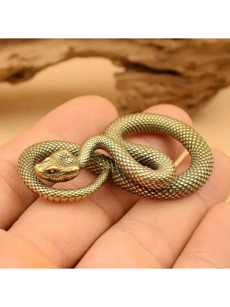Mini serpent en laiton et cuivre, Figurines de décoration en Bronze Antique pour décoration intérieure, ornement de bureau, Statue miniature en cuivre pur