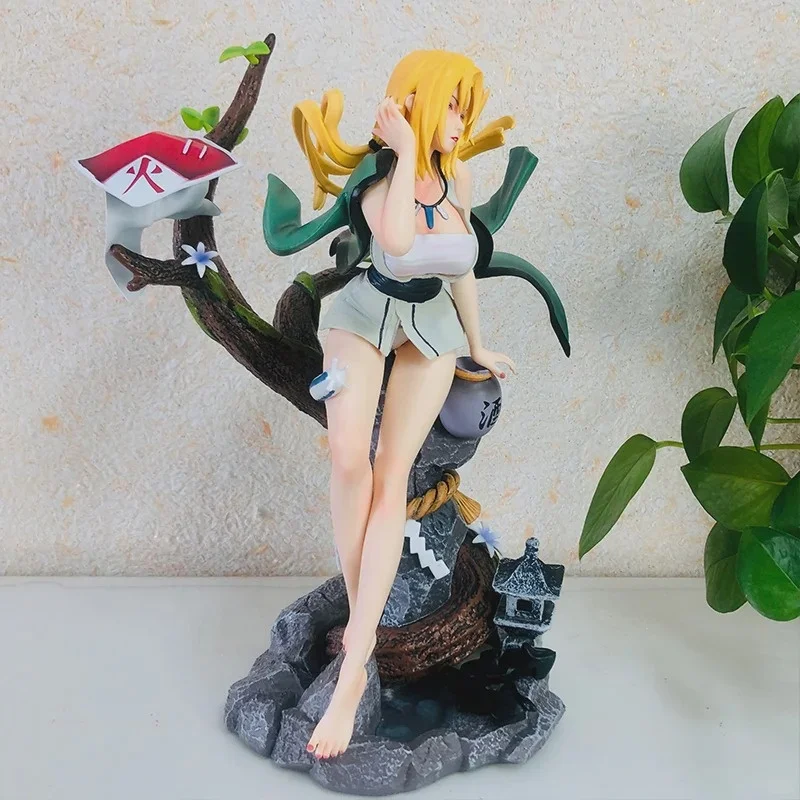 Figura de Gran Tamaño de Tsunade de Naruto Shippuden, 32 cm, Quinta Hokage, Estatua GK de PVC, Modelo Coleccionable de Anime, Decoración con Base