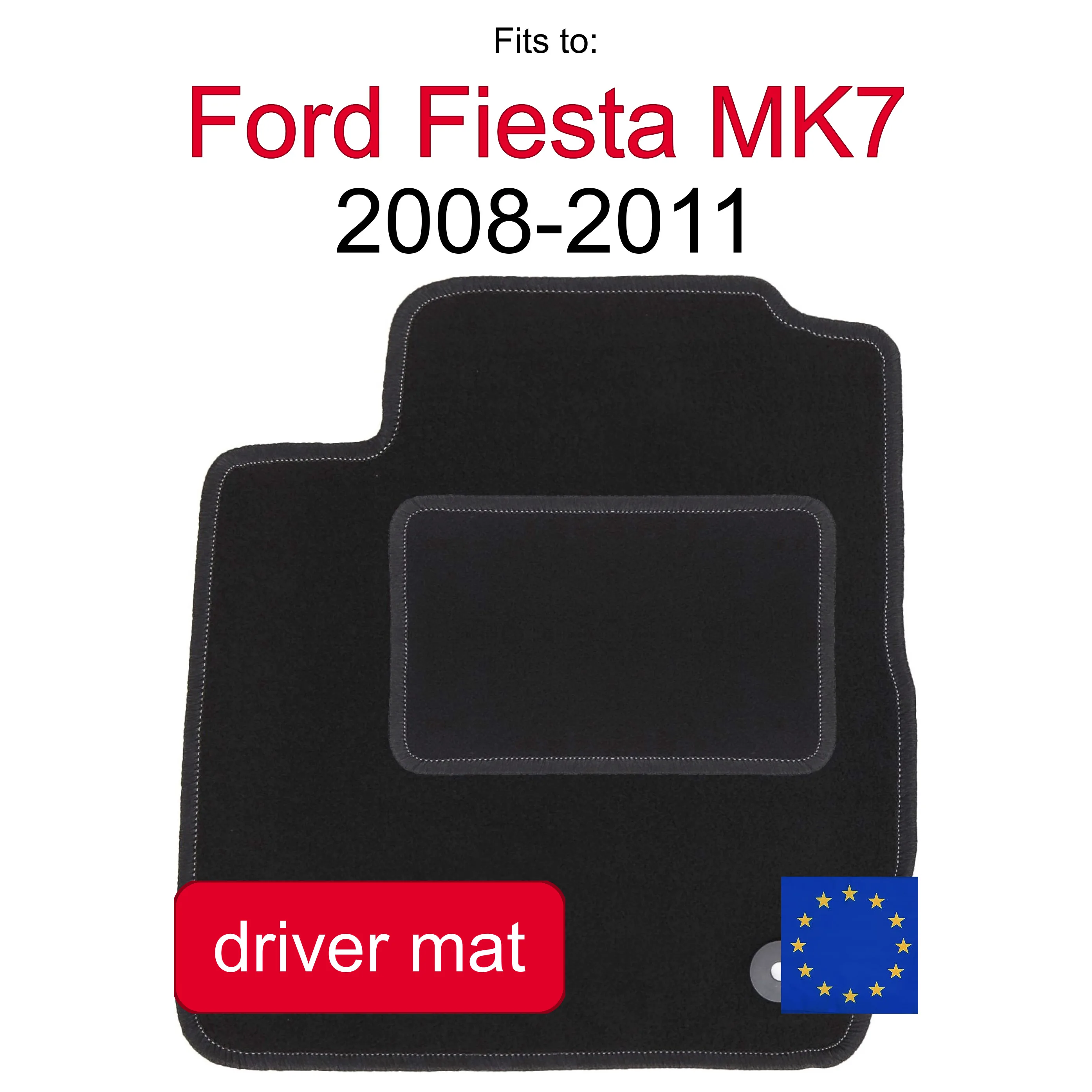 Velour tapijt voor bestuurderszijde voor Ford Fiesta MK7 hatchback (2008-2011) - Grafietkleurig (1 stuk)