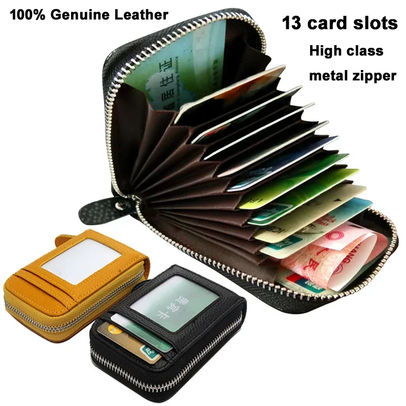 

Fashion Genuine Leather men card holder Wallets women credit card holders card&ID holder female organizer purse Business card