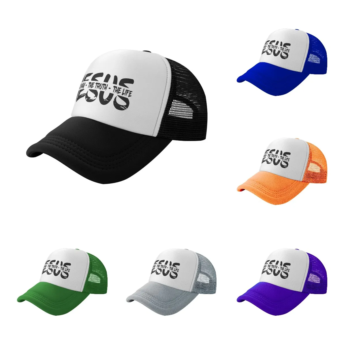 Jezus De Weg, Waarheid, Life Trucker Cap Snapback Hoed Voor Heren Honkbal Heren Hoeden Caps Voor Logo Draadzijde