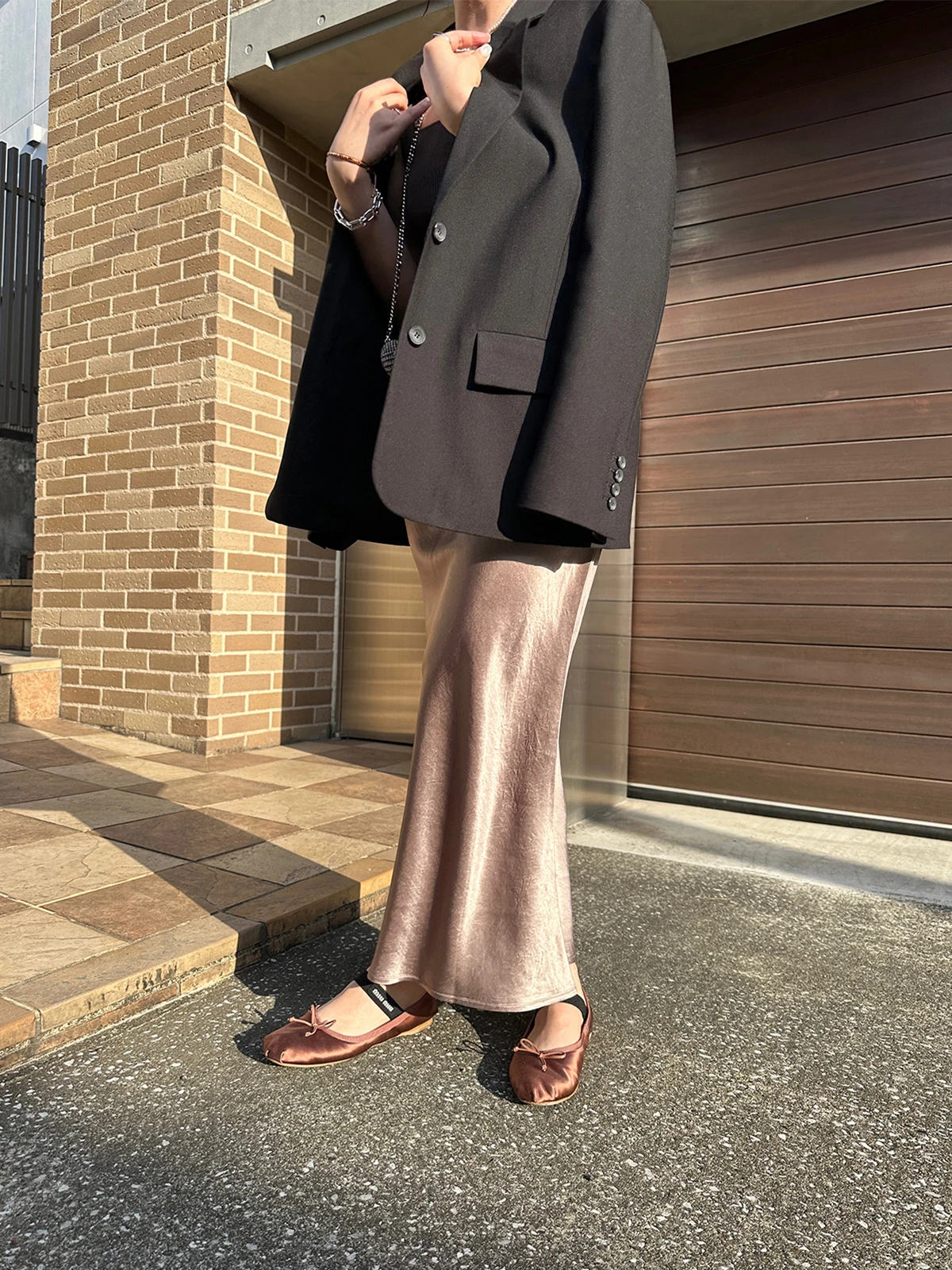 

JueMei Light Sensing Fi Tail Skirt 45 Deee Oblique Cut Elastic Waist Simple Sle Ladies' Skirt mid Waist Design