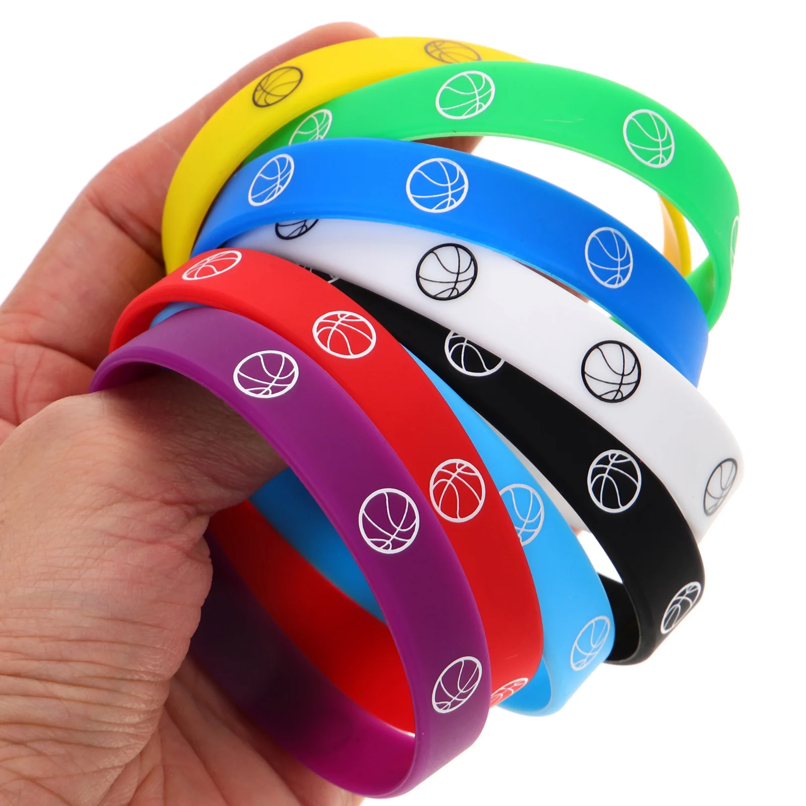 16 Uds pulseras de silicona de baloncesto pulseras elásticas Unisex para hombres mujeres Fiesta al aire libre Festival bandas elásticas cómodas