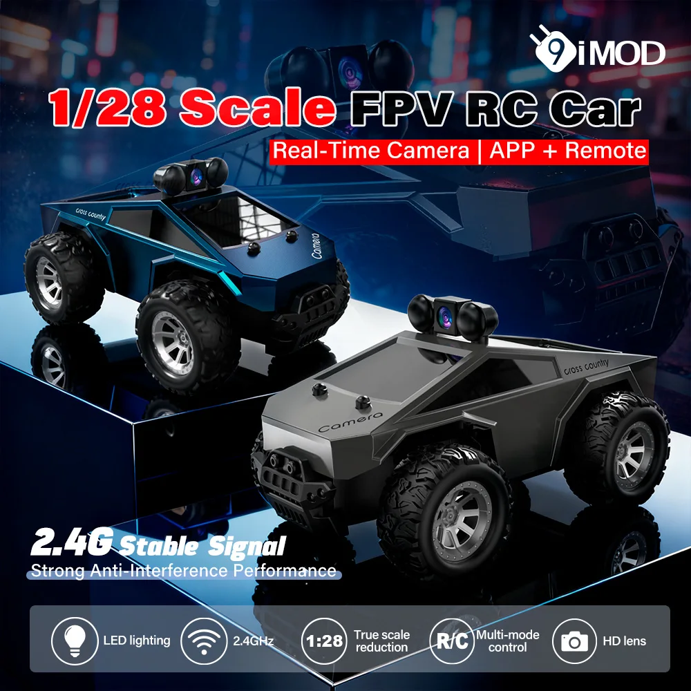 9IMOD KF29 1:28 FPV RC Car with Camera 2.4G Remote Control Real Time Video APP Control 3.7V 500mAh Battery for Kids Adults