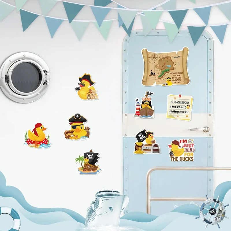 Dazoratix Duck Cruise Door Magnets 8 Pcs Pirate Rubber Ducks Large Ship Cabin Decorations Magnetic Funny Stickers Stateroom Acce