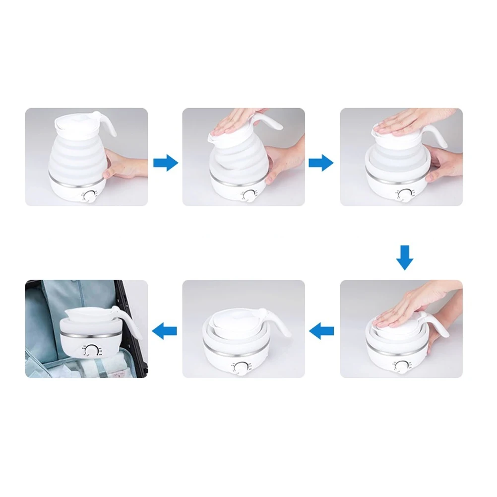

600Ml 800W Travel Folding Kettle Silicone Electric 4 Min Boil For Home Outdoor Camping Hiking 110V/220V Dual Voltage
