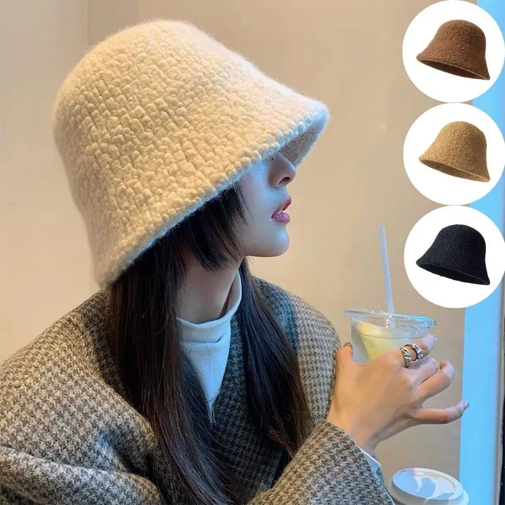 الكورية نمط الصوف صياد قبعة للنساء الخريف والشتاء في الهواء الطلق تنوعا الدافئة قبعة بحافة الأزياء اليابانية الصوفية حوض قبعة