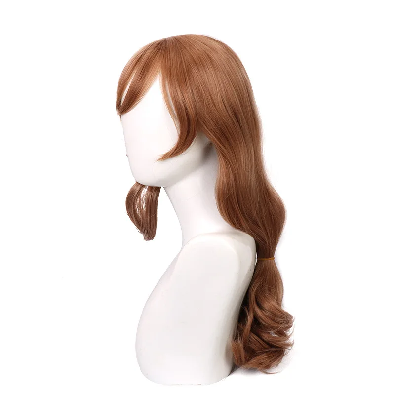 Genshin impacto lisa peruca cosplay marrom claro estilo ligeiramente ondulado cosplay jogo anime peruca