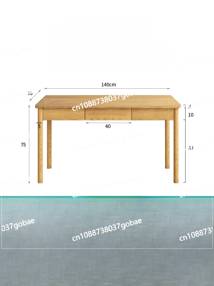 Zk Double Desk Solid Wood with Drawer Custom Home Children's Wall Length Writing Desk