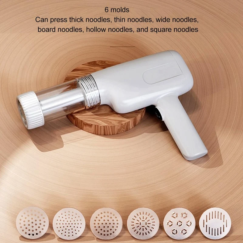 Top Sale Handheld Electric Pasta Maker Electric Noodle Maker High Efficiency Handheld Press Pasta Machine With 6 Molds For Home