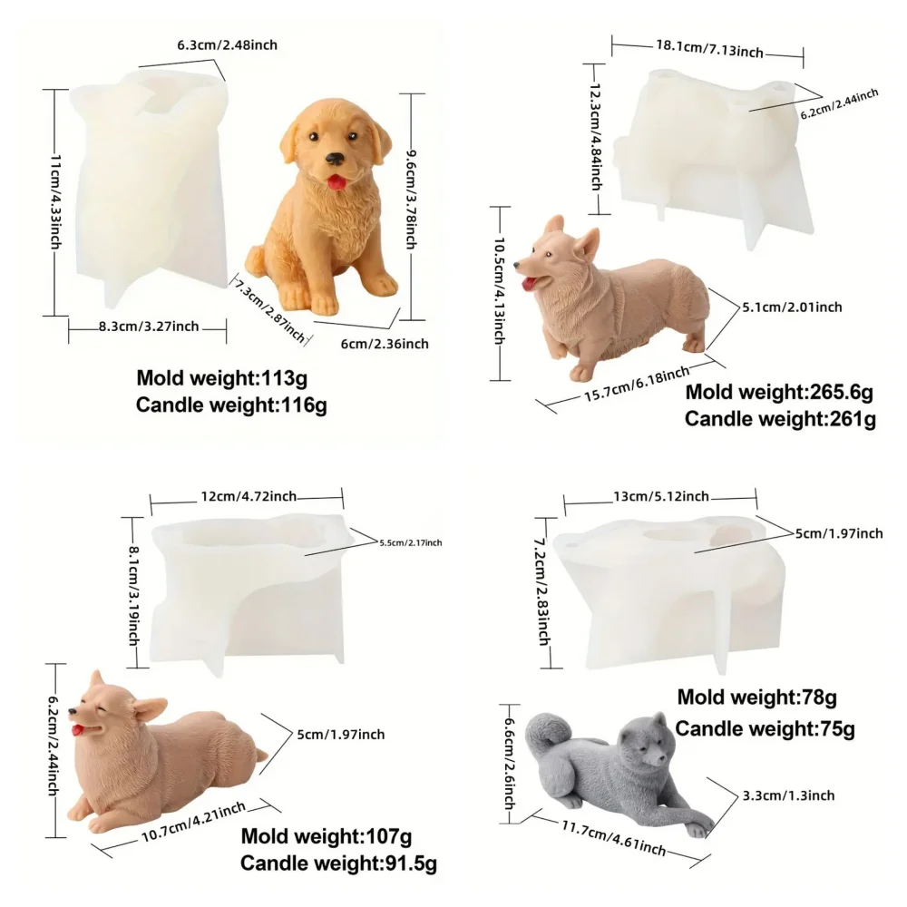 3D Huddling Kitten Sleeping Cat Silicone Molds Lying Puppy Corgi Animal DIY Craft Art Persian Cat Resin Soap Labrador Dog Tools