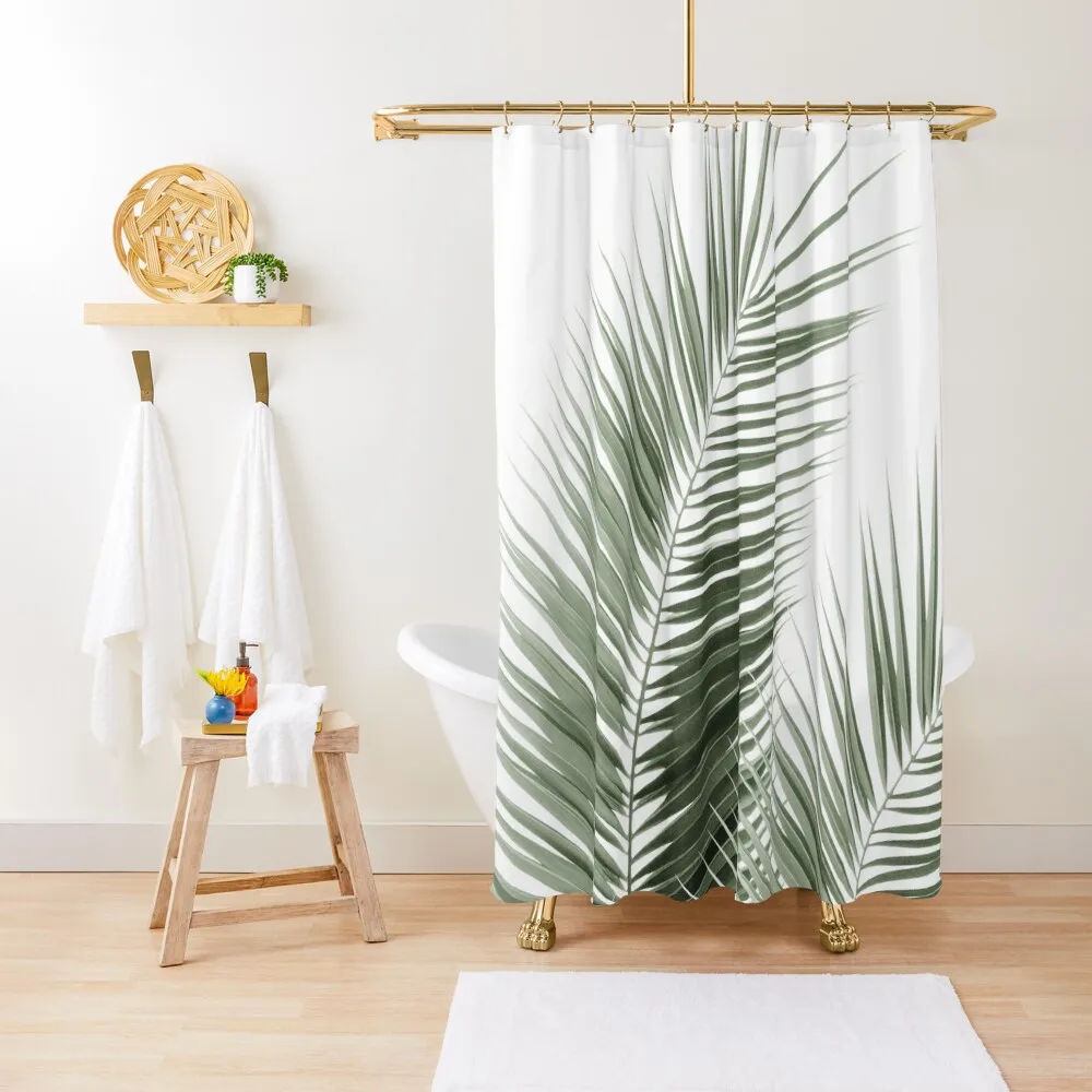 

Olive Green Palm Leaves Dream - Cali Summer Vibes #1 #tropical #decor #art Shower Curtain Waterproof Fabric Bathroom Curtain