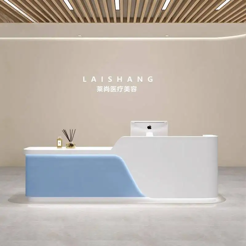 Medical Clinic Reception Counter Salon Beauty Office White Reception Counter Cashier Design Receptiebalie Toonbank Furniture