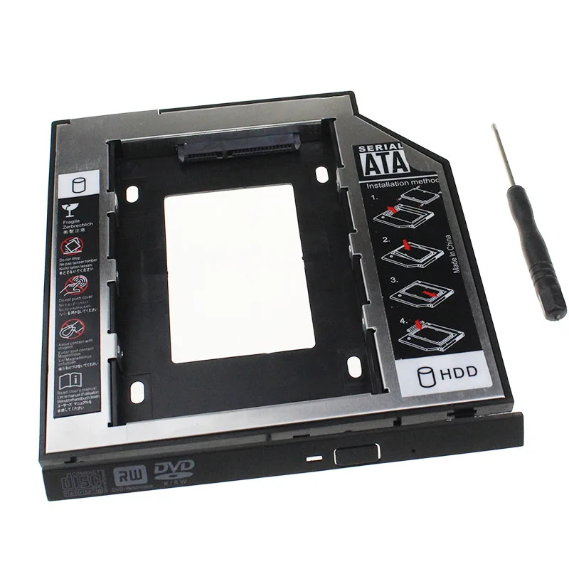 Hot Sell SATA 3.0 2nd HDD Caddy 9.5mm For 2.5" SSD Case Enclosure With LED For Laptop DVD CD ROM Material Plastic Steel Adapter