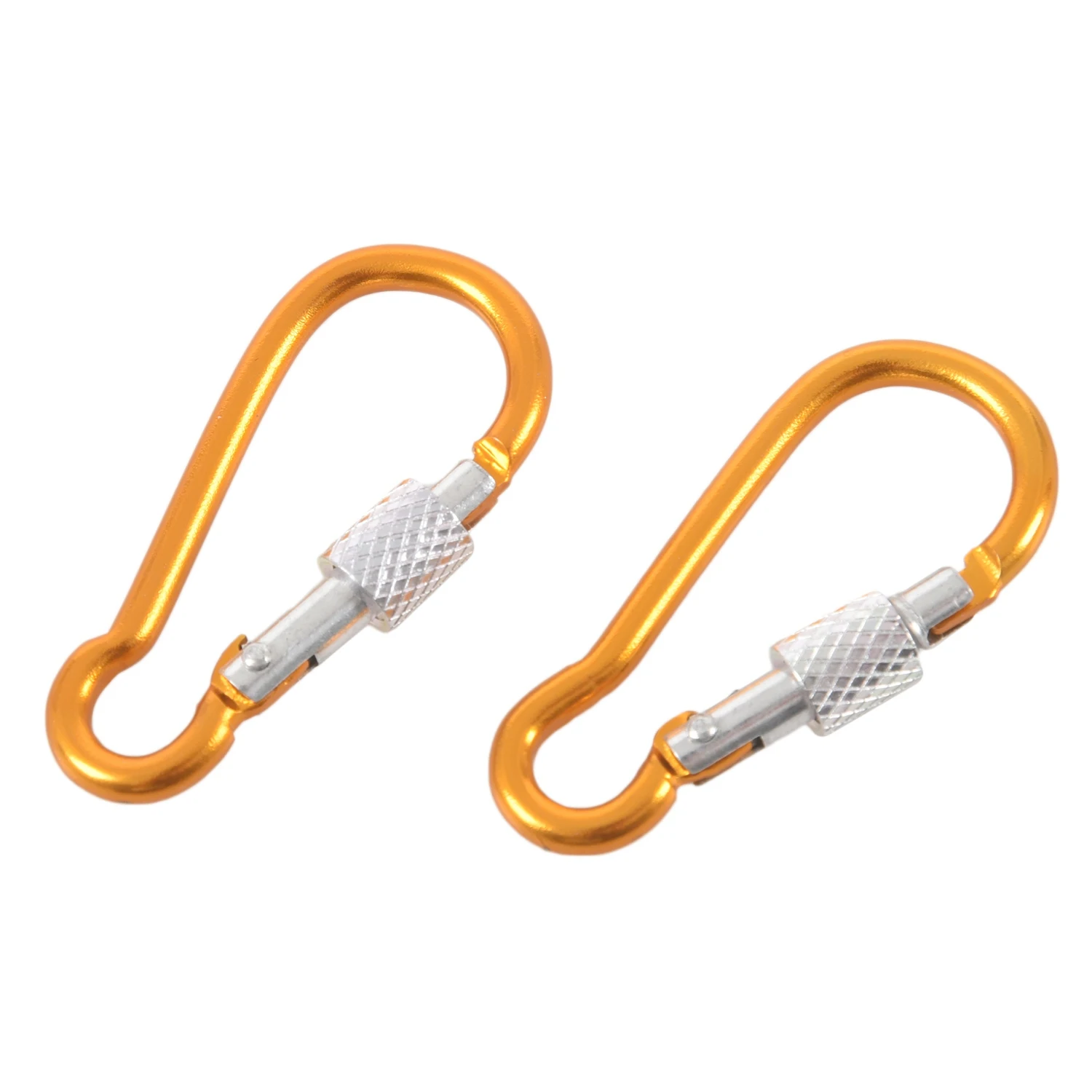 Aluminum Travel Adjusting Screw Carabiner Clip Hook 5cm Long 2-PIECE Gold-colored