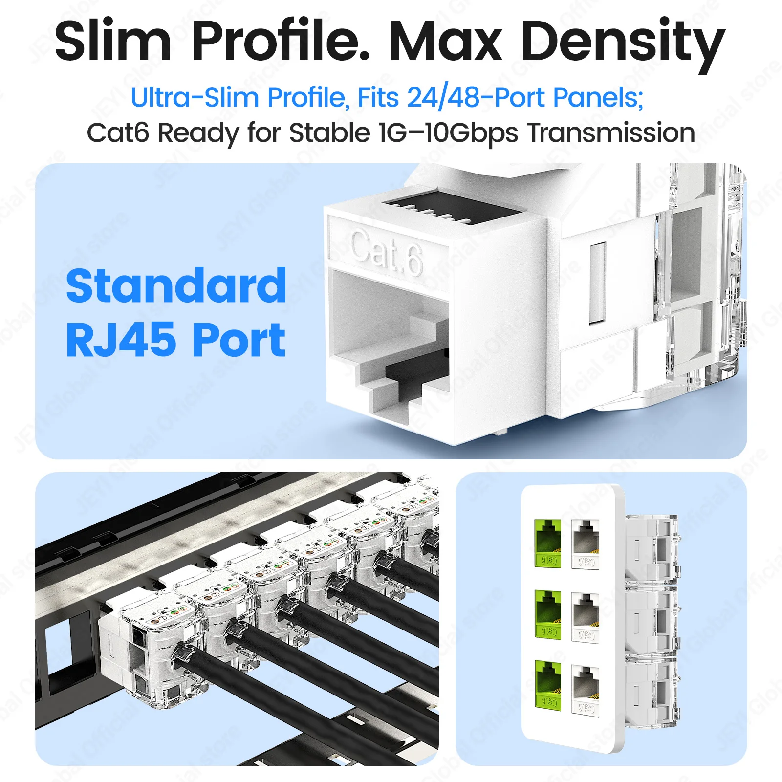 JEYI CAT6 RJ45 Keystone Jack Connection RJ45 UTP No Punch-Down Tool Required Module Coupler Type Network Modules Multi-Colors