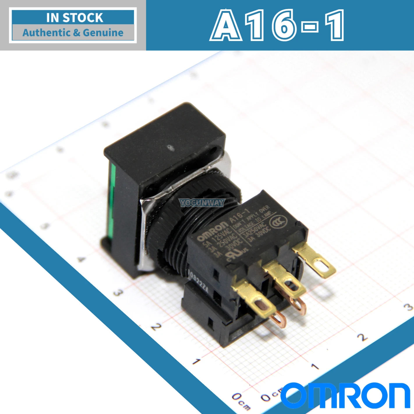 New Authentic Original OMRON Rectangular Pushbutton Switch A16 Green Red Yellow White Not Light Reset A16-JGM-2 RYW 1