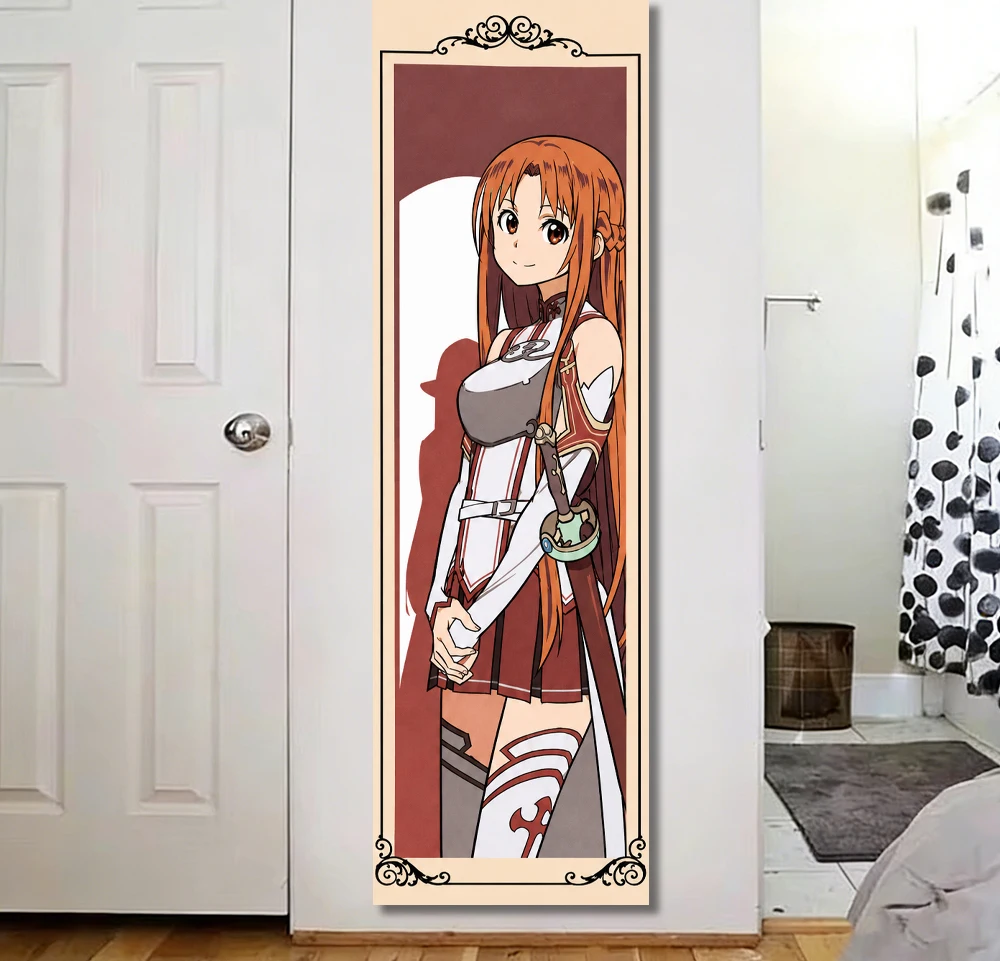 Asuna Yuuki Anime Tapestry Vertical Long Banner Knights of Blood Uniform Print Wall Hanging Background Cloth Bedroom Dorm Decor
