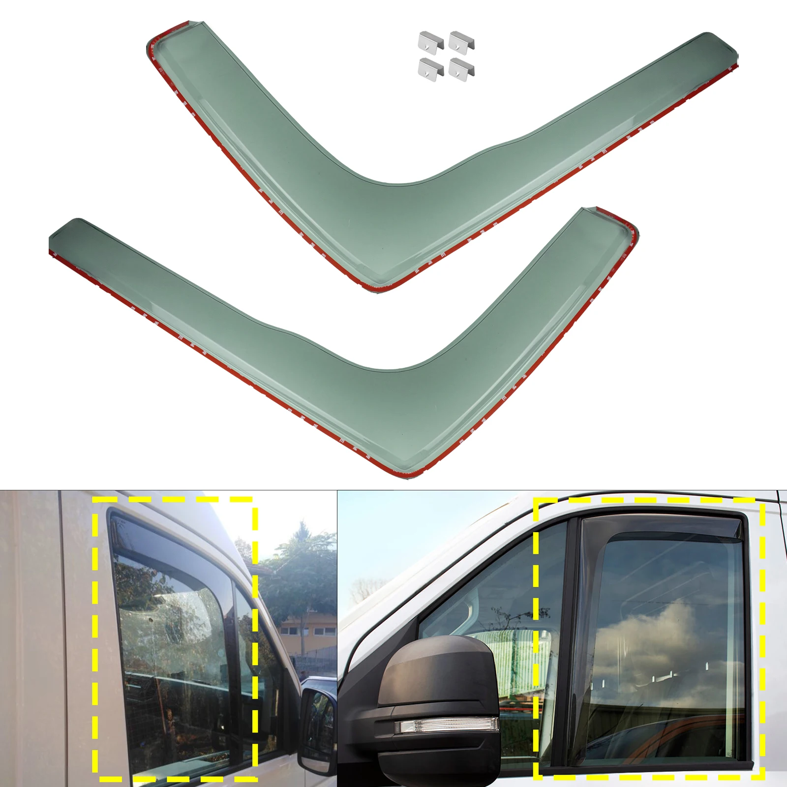 2 Stuks Tint Voorruit Wind Regen Zon Guard Deflectors Protector Vel Thee Doorschijnend Voor Vw Crafter MK2 Sy Sz 2017-2024