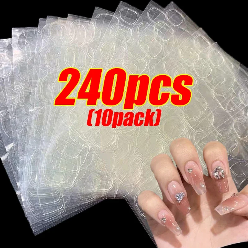 

10pack Double Side Gel Nail Glue for Press On Nails Transparent False Jelly Nail Tips Sticker Self-Adhesive False Manicure Decal