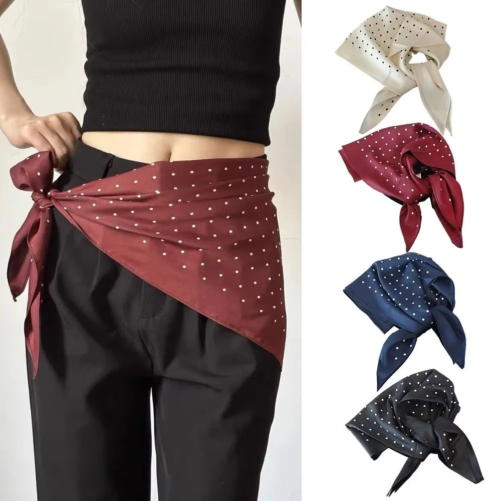 Stacked Wear Polka Dot Triangle Scarf Waist Tie Triangular Shape Versatile Decorative Headscarf Waist Belt Women's Accessories
