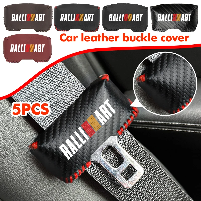 Leather Car Safety Belt Buckle Protector Anti-Scratch Cover Auto Accessories For Mitsubishi Montero Lancer Triton l200 Galant