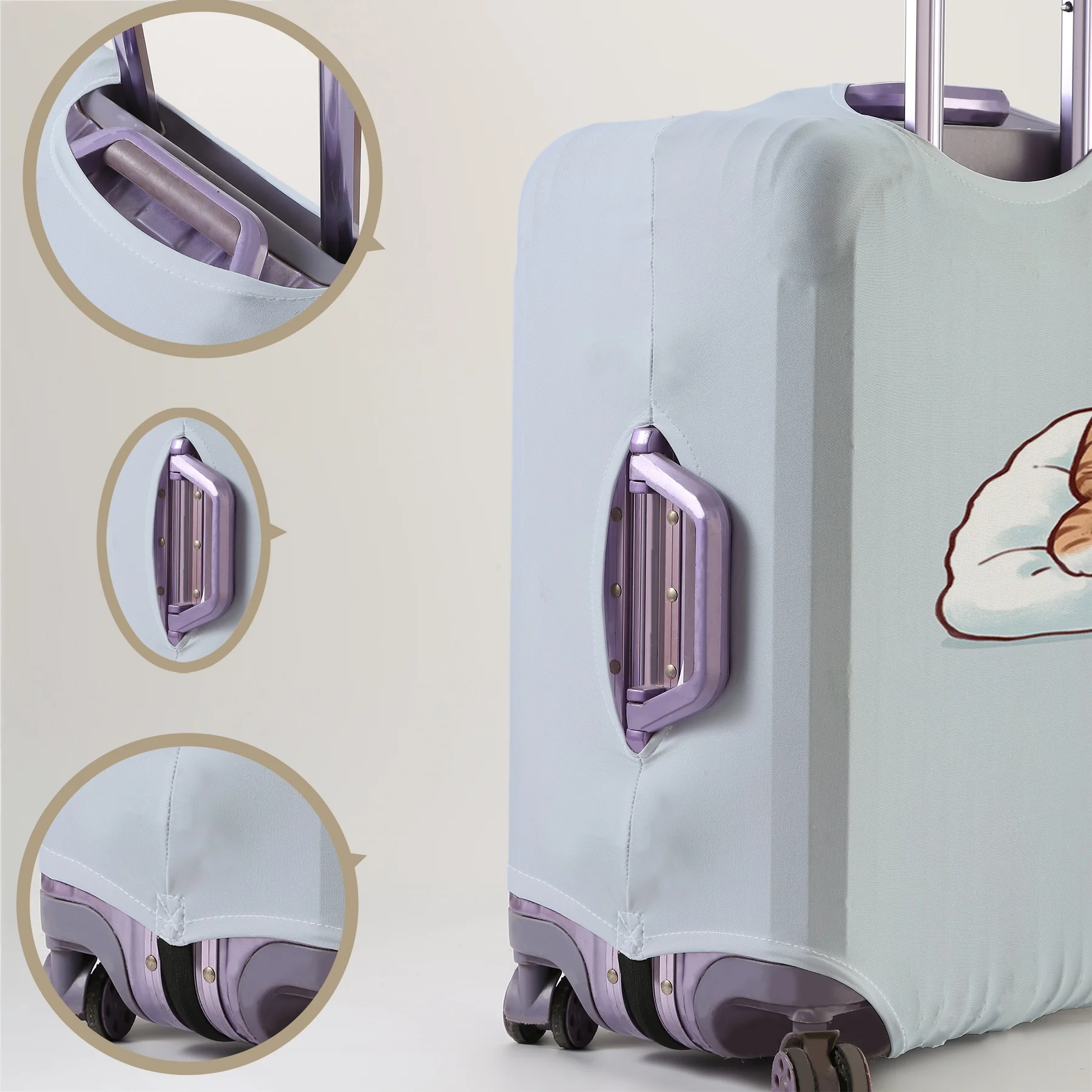 Lazy Orange Cat Illustration Pattern Luggage Protective Cover, suitable for 18-32 inch luggage covers, luggage handle gloves, tr