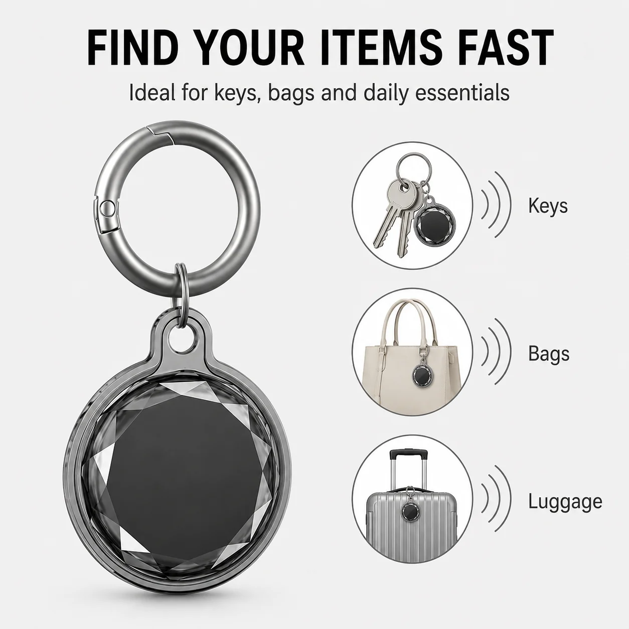 Waterproof TPU AirTag Holder Keychain for Apple AirTag Transparent Protective Case Anti-Lost Tracker Cover for Keys Bags Luggage