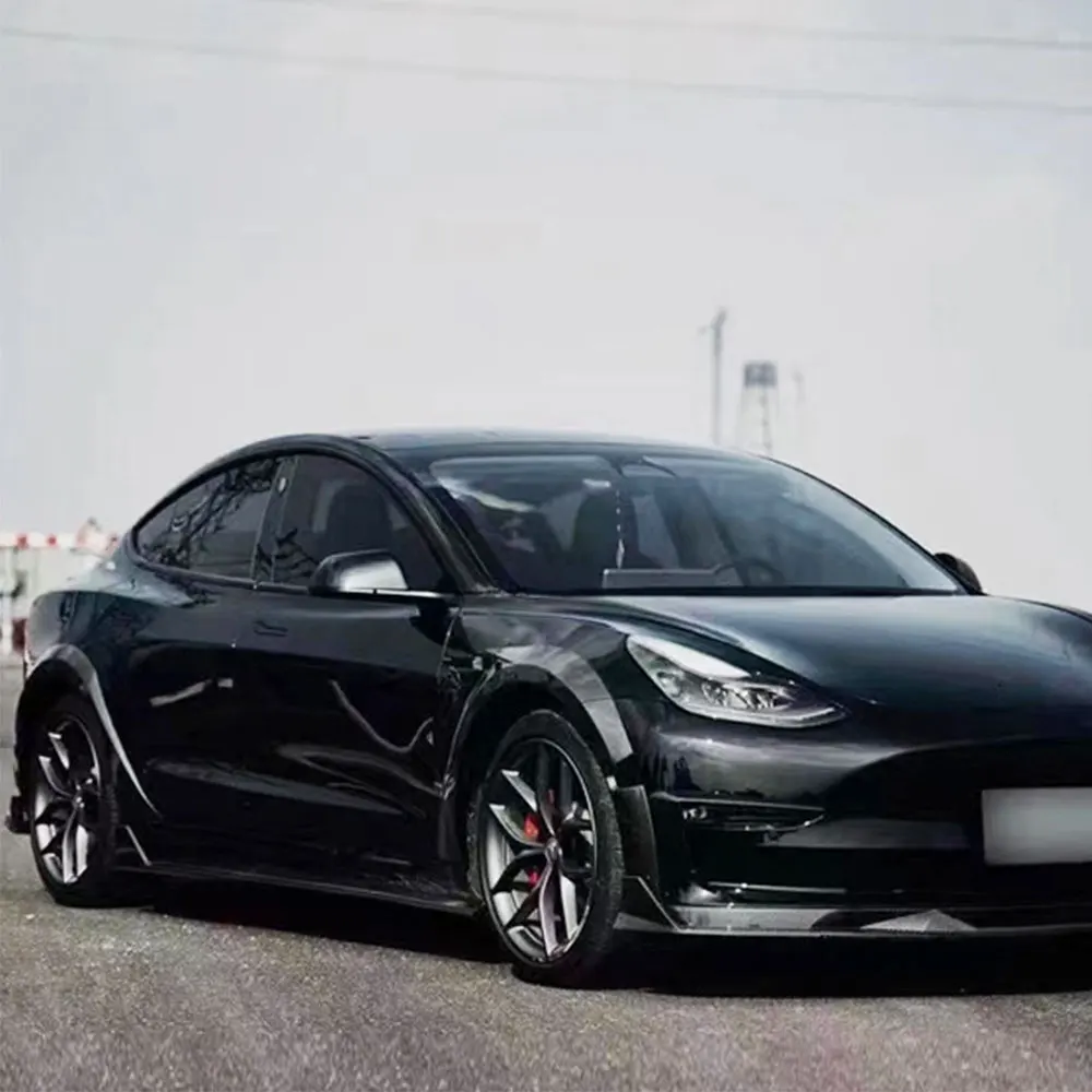 For Tesla Model3 2019-2023 Wide Body Kit ABS Protector Trim Spoiler Cover Accessories Wing Arched Wheel Arch Fender Cover Black