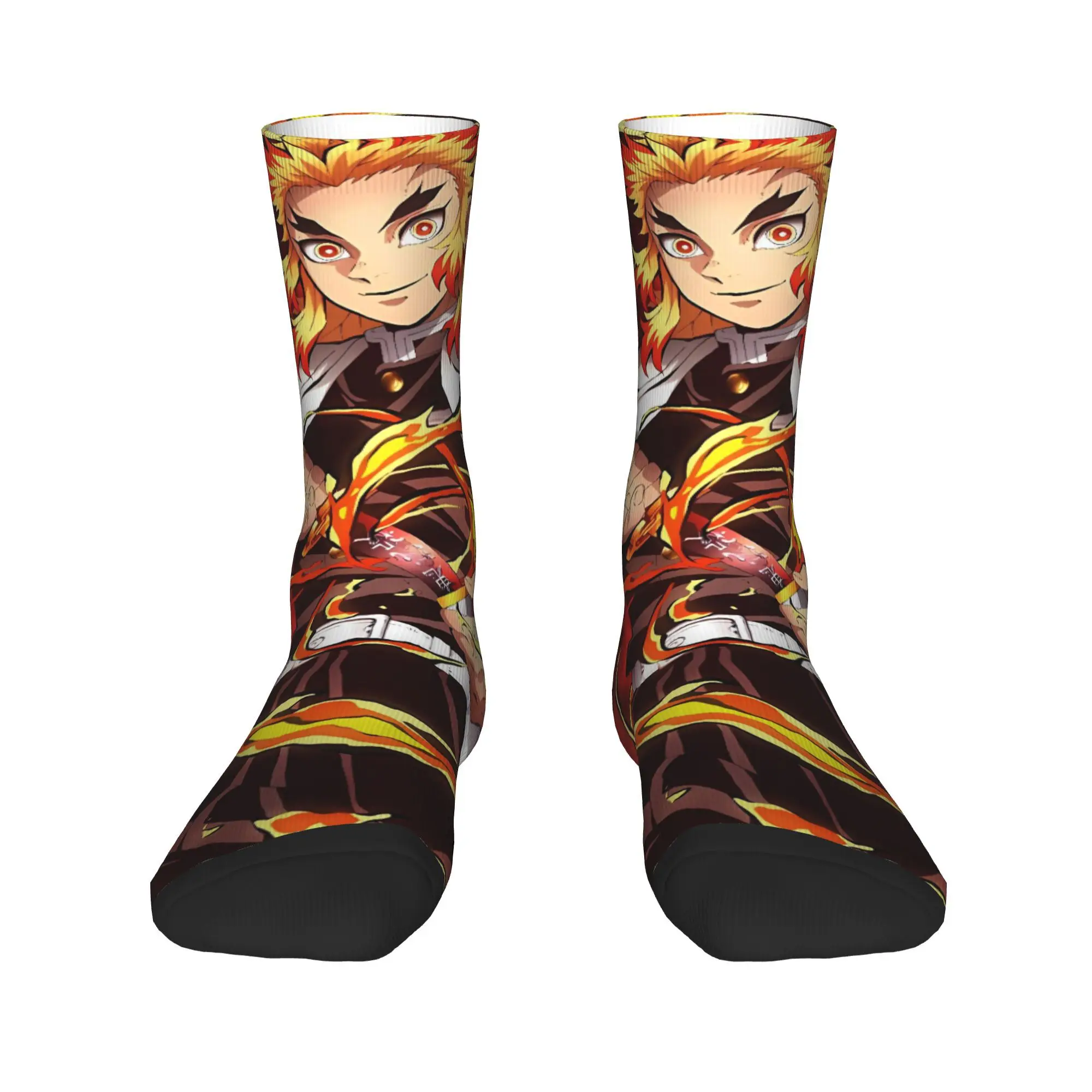 أنيمي Kyōjurō Rengoku الجوارب الجرافيك جوارب عدم الانزلاق الرجال الجوارب مريحة الشتاء مضحك جوارب رياضية في الهواء الطلق