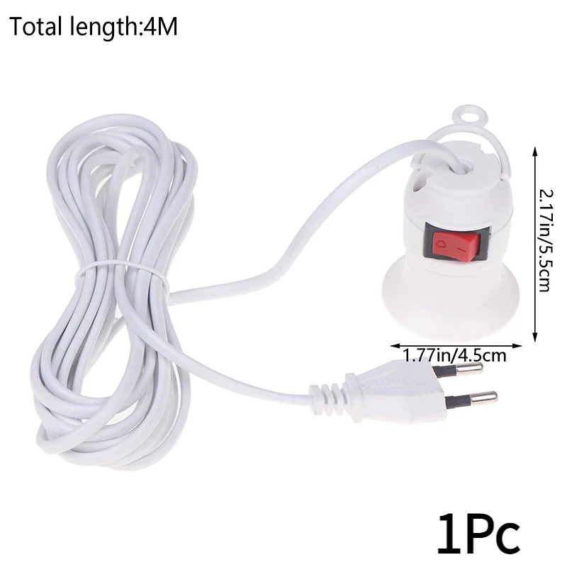 1Pc EU Plug 4M Power Cord Cables E27 Lamp Base Holder With Switch For Pendant Led Bulbs Fixture Hanglamp Suspension Socket‘