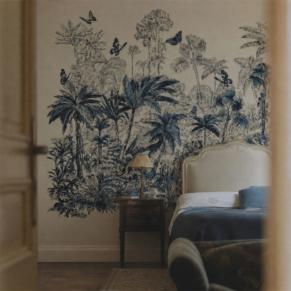 Custom French retro forest wallpaper mural Nordic woods modern minimalist small fresh back wall paper 3D papel pintado de pared