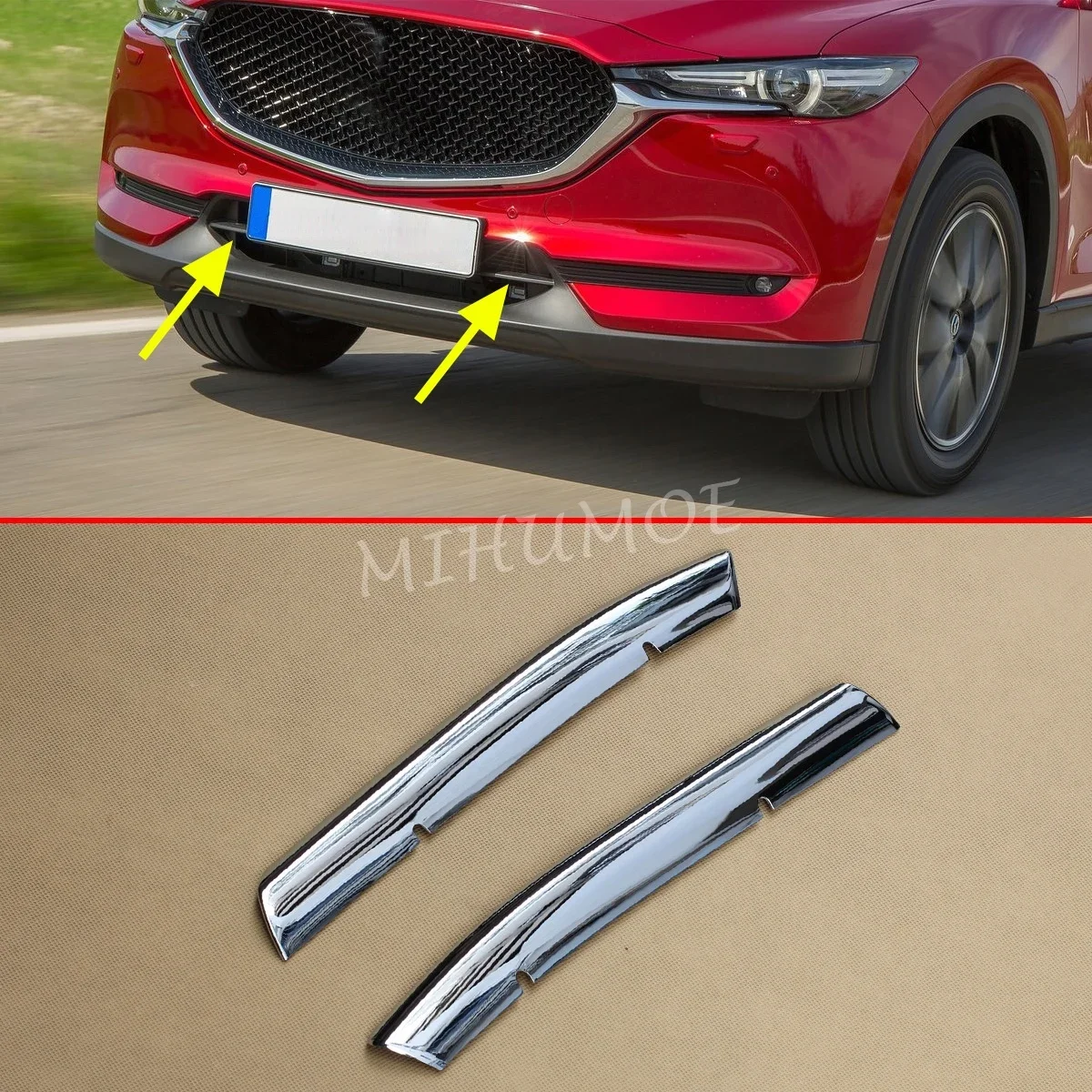 For Mazda CX-5 KF 2Pcs Chrome Lower Grill Grille Cover Trims Strips 2017-2021 Car Decoration Accessories