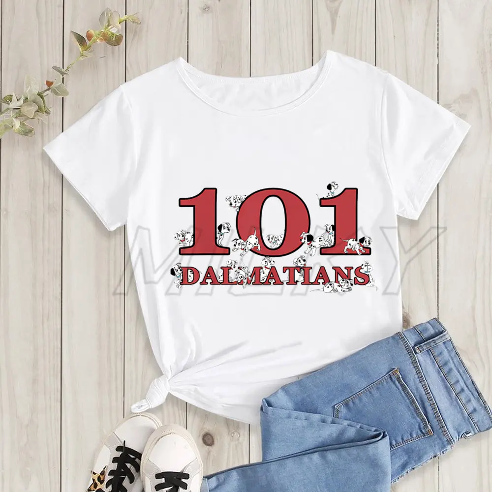 101 Dalmatian Graphic T Shirts Women Funny Animals Tshirt Kawaii Cartoon Short Sleeve Tee Vintage Womens Clothing Streetwear