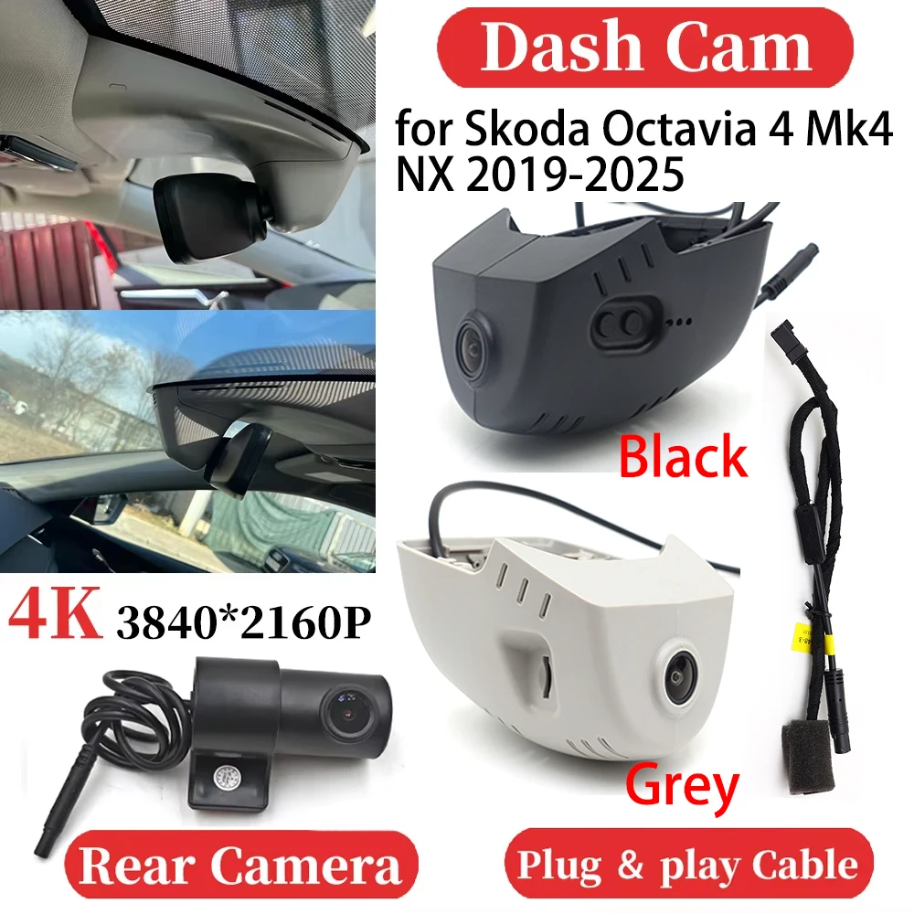 

ZJCGO for Skoda Octavia 4 Mk4 NX 2019-2025 UHD Car 4K Video Recorder DVR Dash Cam Dashboard Camera Night Vision Plug and play