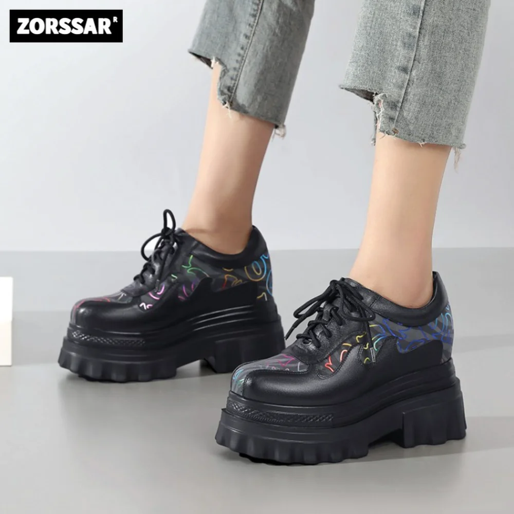 

Women Mesh Breathable Casual Sneakers Women Platform Heels Wedges Height Increasing 2024 Cow Leather Ladies Vulcanized Shoes