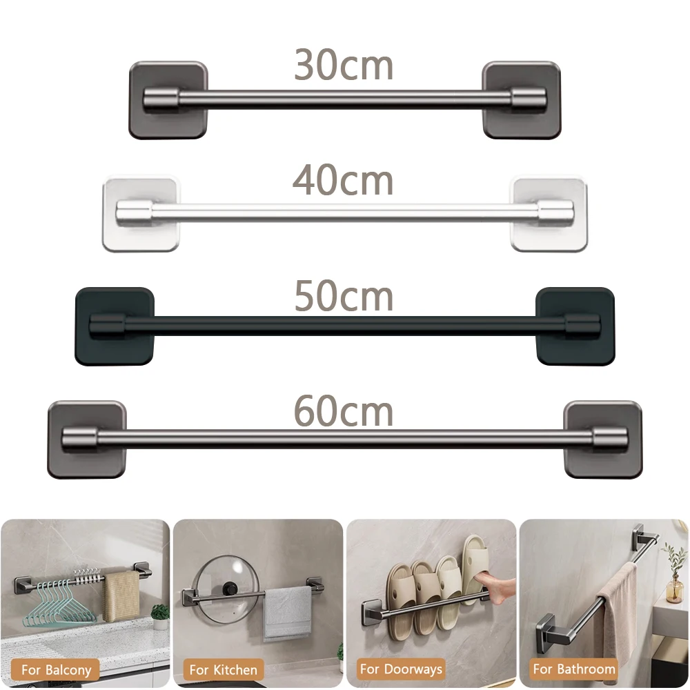 Adhesive Bathroom Hardware Set 30-60cm Towel Rack Toilet Paper Dispenser Coat Hook Soap Dish Bathroom Accessories 4 Pieces Sets