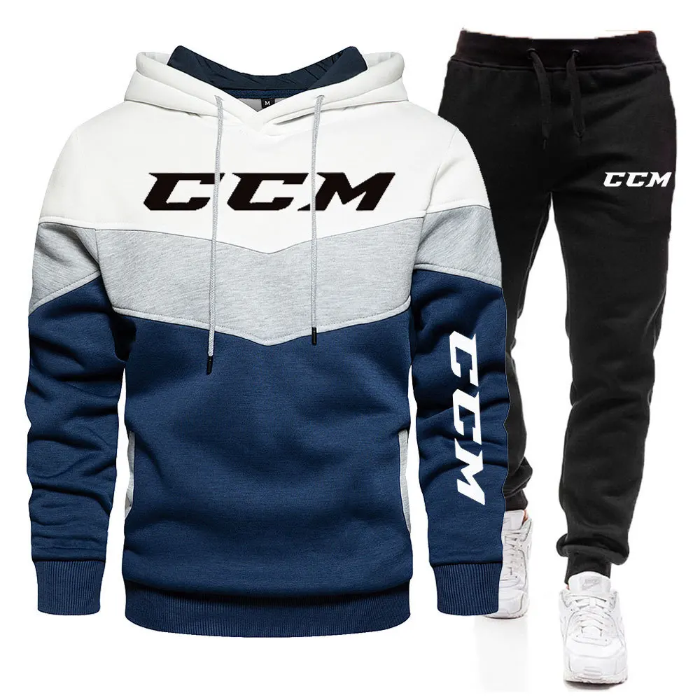 

Men's thin fleece hoodie, hoodie and sweatpants two-piece set for autumn and winter fashion fitness jogging sportswear