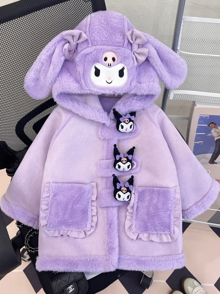

Плюшевая куртка для девочек, милая куртка с капюшоном и длинными рукавами, модная толстая, мягкая, теплая, осенне-зимняя новая детская одежда