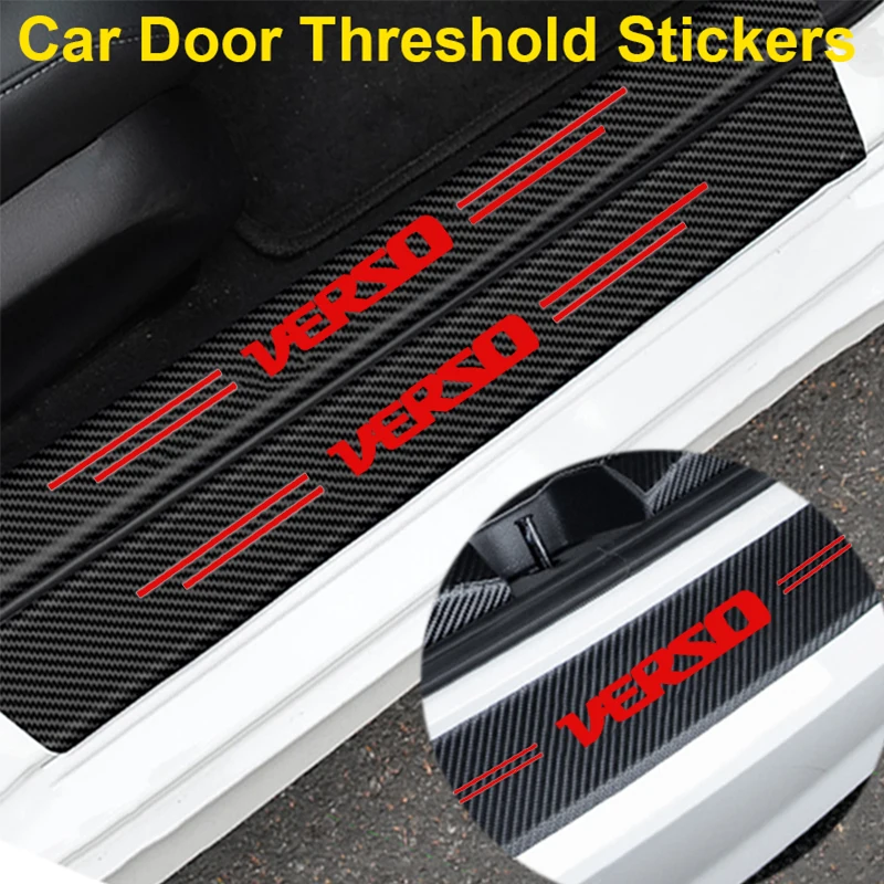 Car Door Threshold Sill Stickers Protective Film for Toyota VERSO Logo Rear Trunk Bumper Anti-Scratch Decals Accessories