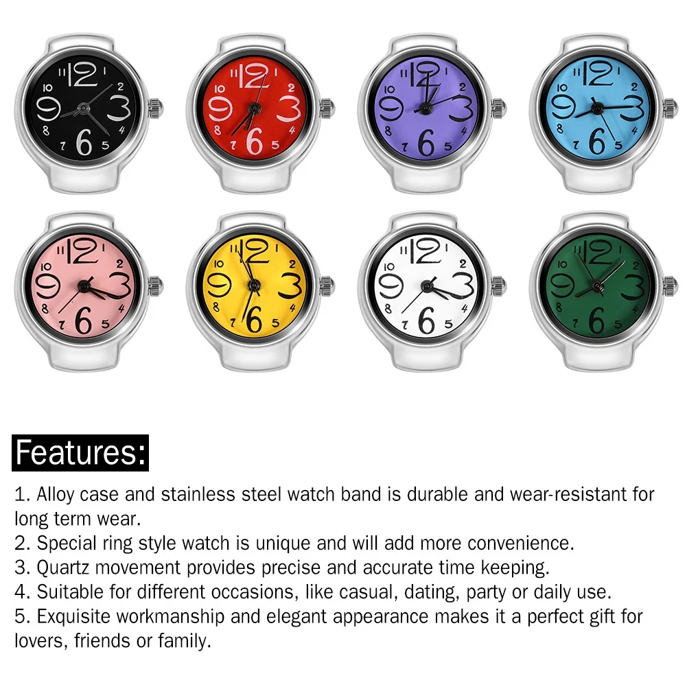 

Модные кварцевые аналоговые наручные часы-кольцо для мужчин и женщин, 8 цветов