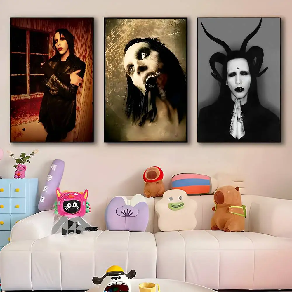 Rock Singer M-Marilyn M-Manson Posters HD Print Vintage Wall Art Decor for Home Study Room