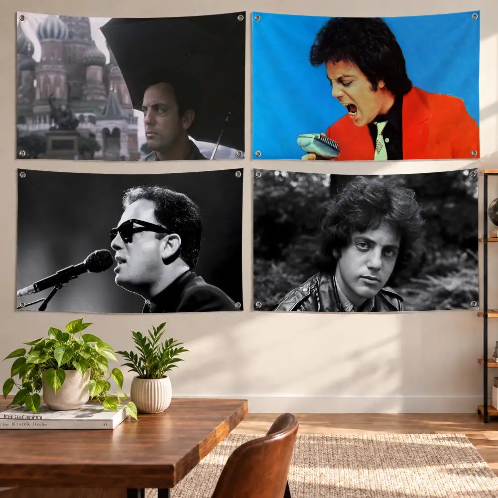 Singer Billy Joel Flags Aesthetic Wall Tapestry Printed Wall Hanging Living Room Party Outdoor Decor
