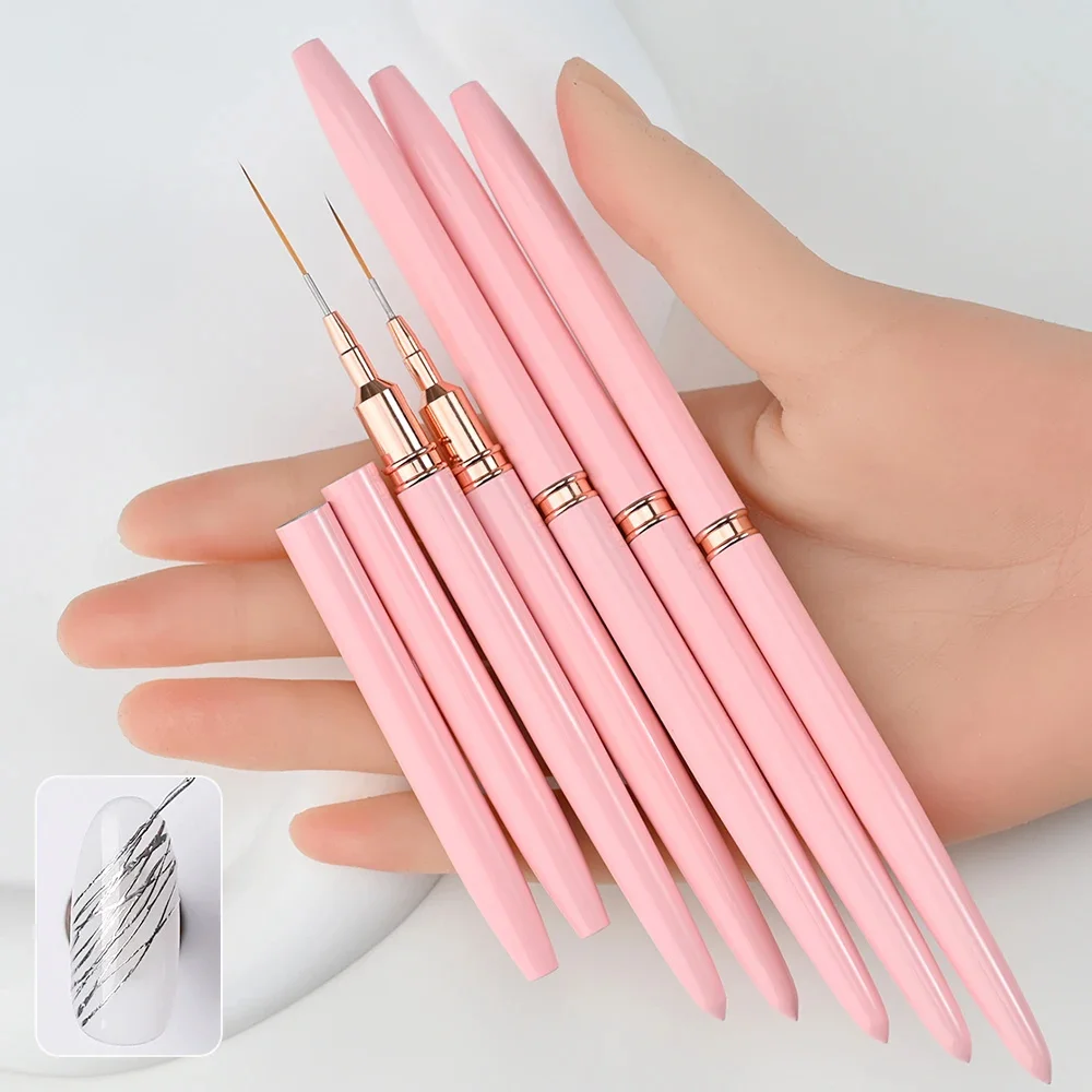 5Pcs/Set Nail Art Liner Brushes Set Elongated Lines Striping Drawing UV Gel Painting Nail Design Pen Professional Manicure Tool