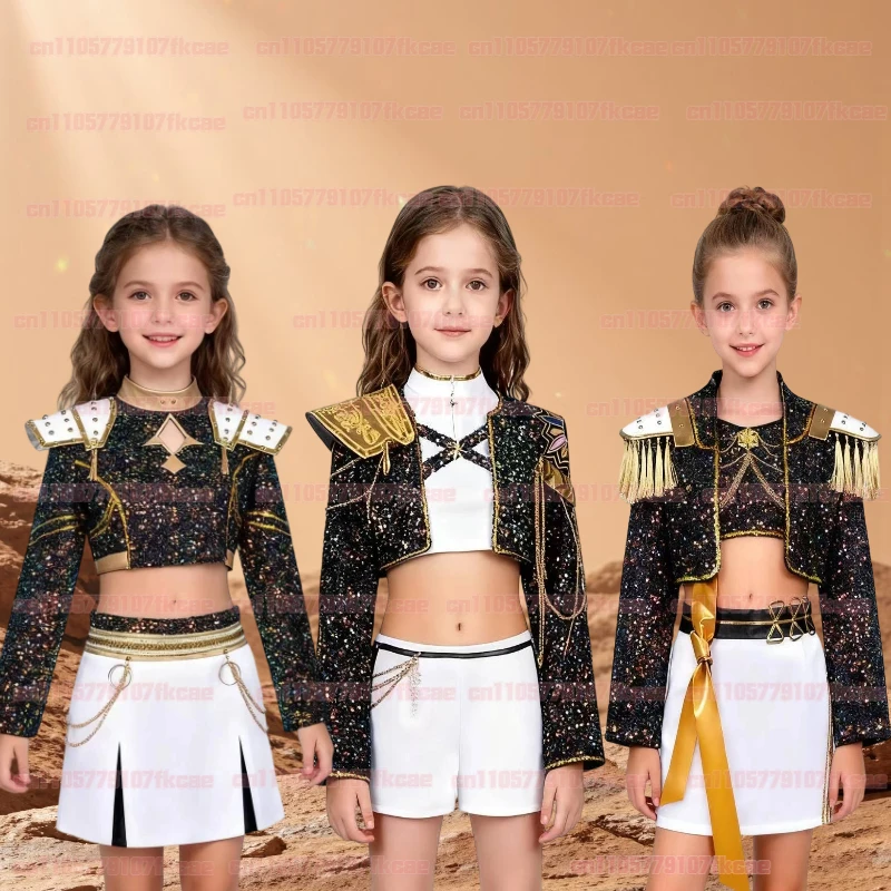 

Kids Anime Cosplay Costume HUNTR KPOP Demon Hunters Zoey Rumi Mira Halloween Carnival Party Role Play Uniform Prop for Children