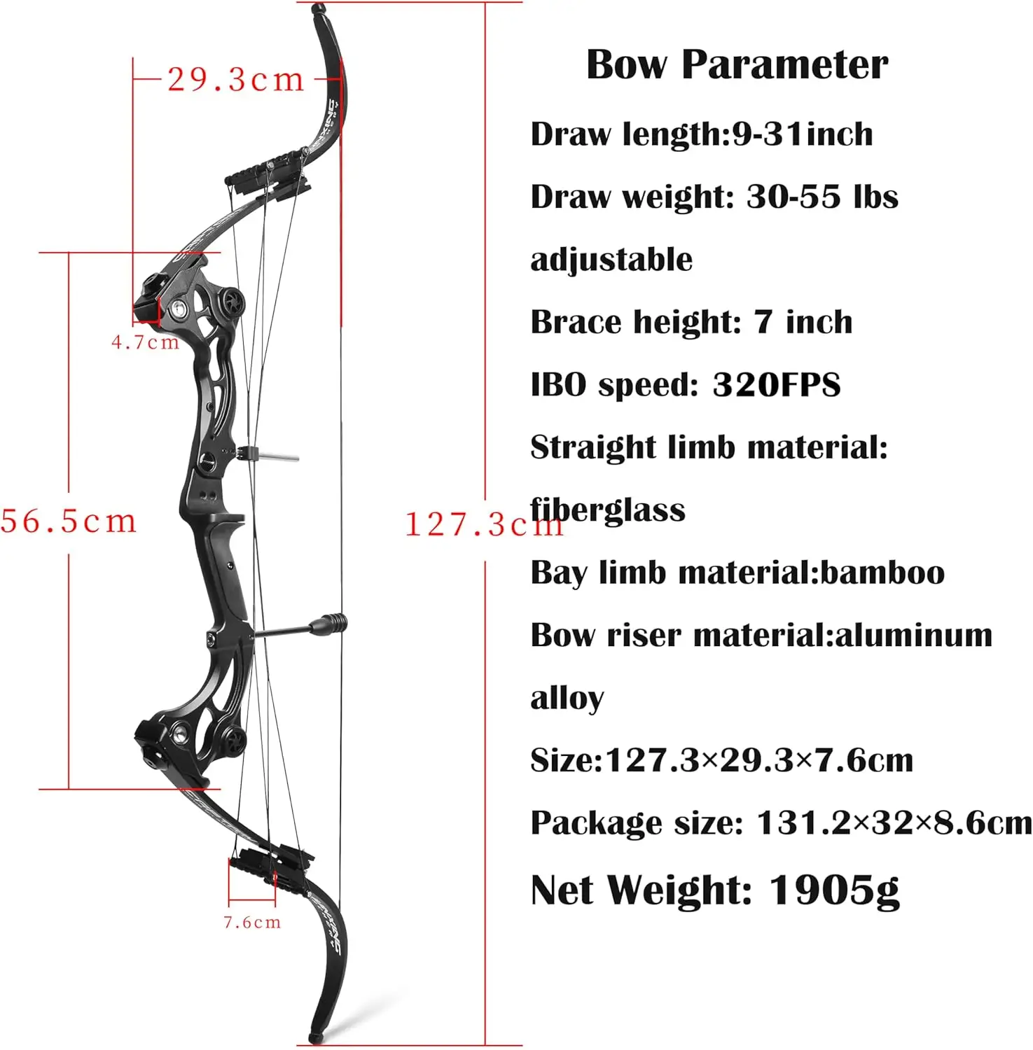 only black bow American Hunting Bow 40-55 Lbs Adjustable  Compound Bow Lever Bow IBO 320FPS for Outdoor Hunting Shooting Fishing