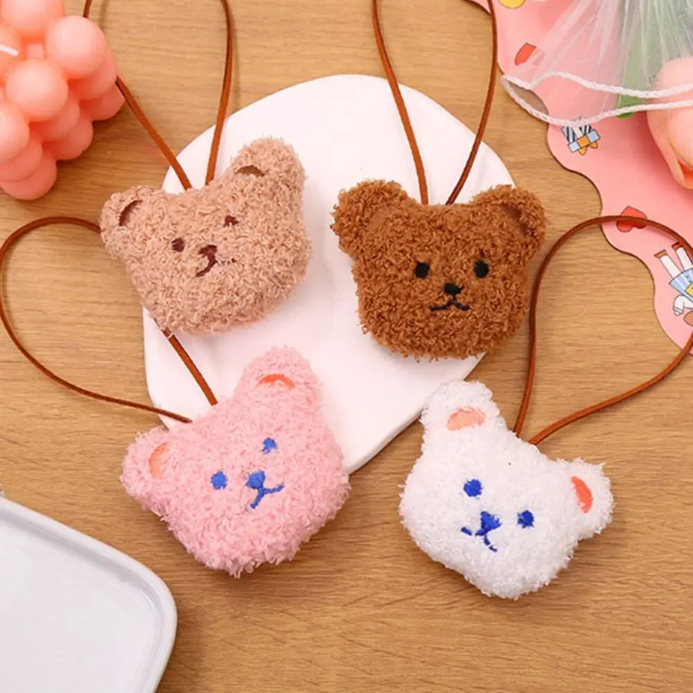 Porte-clés ours en peluche avec autocollant de nom, pendentif créatif, poupées en peluche, dessin animé, ornement de confrontation, décoration de sac