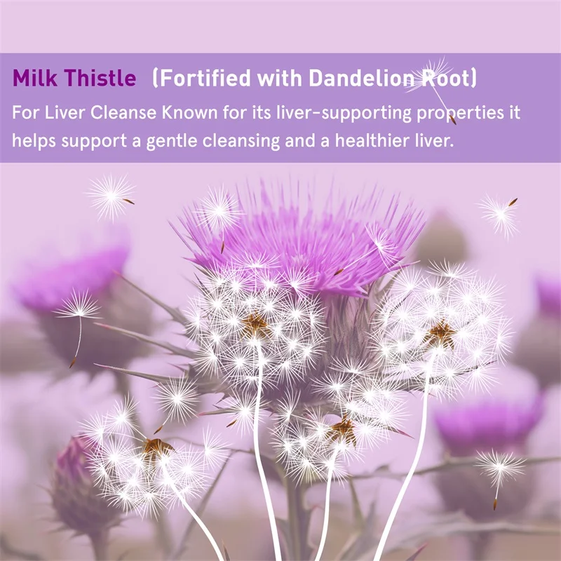 Milk Thistle - with Dandelion - Liver Health Supports, Detox, Skin Care, Non-GMO, Gluten-Free